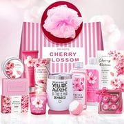 Gifts for Women Birthday Gifts for Women, Bath and Body Works Gift Set with 14 Pcs Mother's Day Gifts and Cherry Blossoms Self Care Package Gift Women, Relaxing Spa Gift Basket for Women