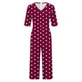 thumbnail image 5 of Yghzkop Women's Jumpsuit Polka Dot Print V Neck Short Sleeve Back Zipper Side Pockets Elastic Waist Summer Travel Outfit, 5 of 5