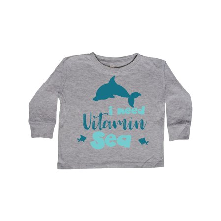 

Inktastic I Need Vitamin Sea Dolphin Fishes - Blue Gift Toddler Boy or Toddler Girl Long Sleeve T-Shirt