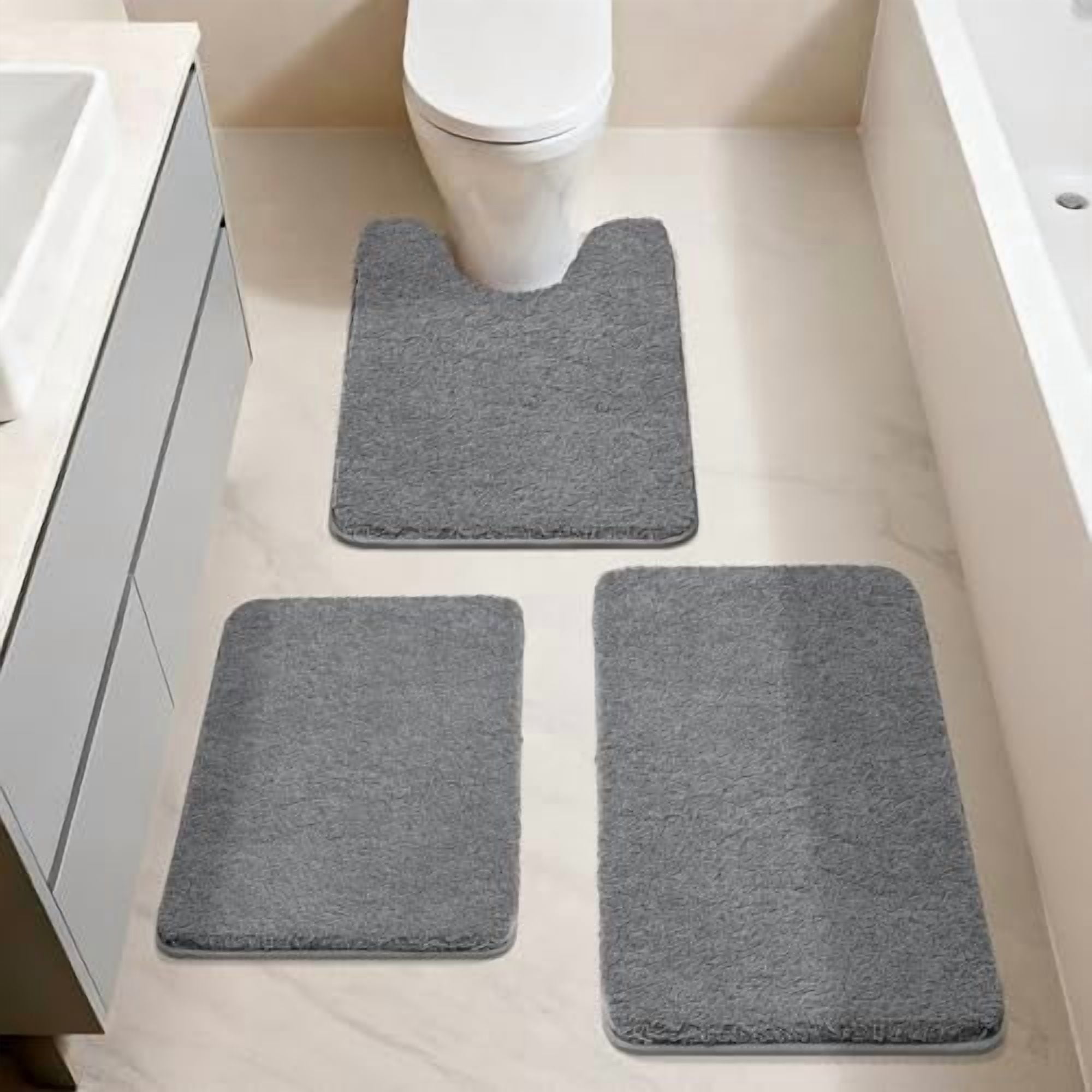 Extra Thick Bath Rugs for Bathroom - Anti-Slip Bath Mats Soft Plush Yarn Shaggy 100% Strong Mirco Polyeste Mat Living Room Bedroom Mat Floor Water Absorbent(Dark Grey,16x24 - Inches)