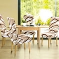 thumbnail image 3 of PiccoCasa 4Pcs Removable Stretchy Slipcovers Lines Print Dining Room Chair Covers, Khaki, 3 of 5