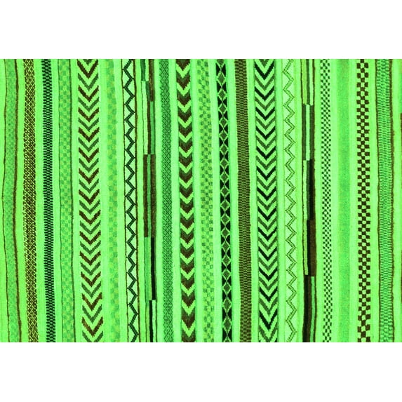 Ahgly Company Indoor Rectangle Abstract Green Modern Area Rugs, 2' x 4'