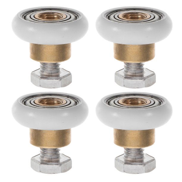 BRIGHTFUFU 4 poleas silenciosas para puertas de vidrio de baño, puertas corredizas de ducha, rodillos silenciosos para puertas de ducha, poleas para puertas de vidrio.