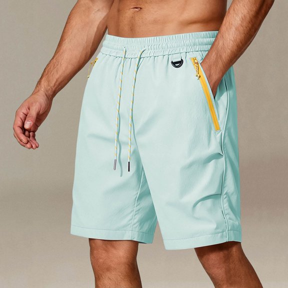 Aimik Athletic Shorts for Men Drawstring Waist Solid Color Mens Shorts with Zip Pockets Summer Quick Dry Fitness Shorts for Gym