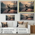 thumbnail image 4 of Designart "Misty Morning with Moose in Brown Peach" Animals Floater Framed Wall Art Living Room, 4 of 7