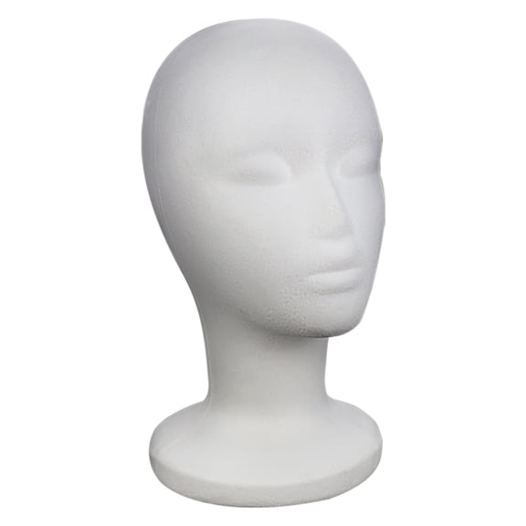 Styrofoam Model Head, Wig Head Stand for Styling Wig Head - Tall Female Foam Mannequin Wig Stand And Holder for Style, Model And Display Hair, Hats And Hairpieces, White