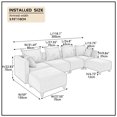 thumbnail image 7 of Sectional Sofa, Convertible Modular Sofa, Large Sectional Couch with Reversible Chaise and 6 Pillows, Upholstered U Shaped Modular Couch for Living Room, Apartment, Office, Gray, 7 of 7