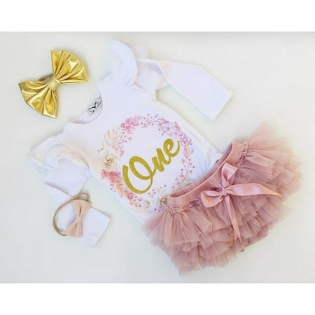 

Infant Baby Girls First Birthday Outfits Clothes Romper+Tulle Short Pants Set