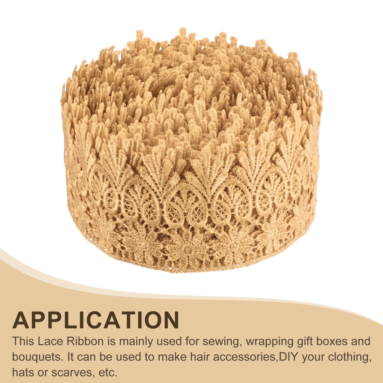 Uxcell 3.15 Inch Wide 15 Yard Lace Ribbon Floral Pattern Khaki Embroidered Lace Trim Ribbon for Sewing Making, and DIY Crafts, Gift Wrapping, Wedding Decor