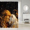 thumbnail image 2 of Manfei Woodland Animals Shower Curtain 72Wx72L, Romantic Couple Lion Bathroom Curtain, Black Brown, 2 of 5