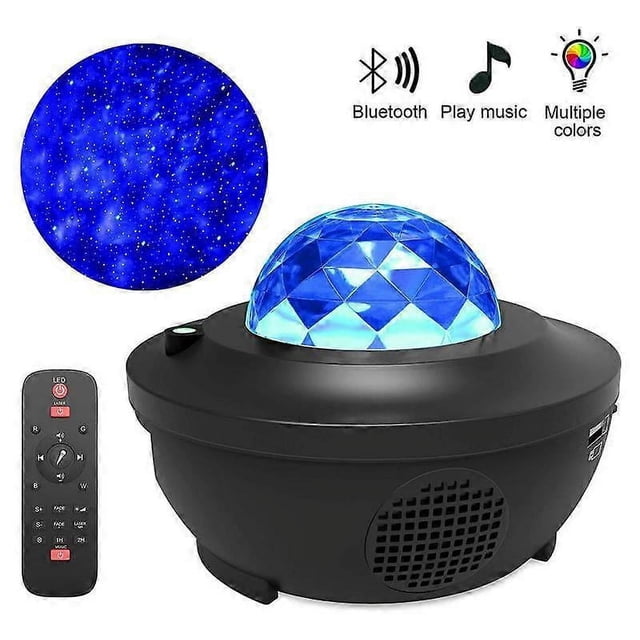 Proyector de luz LED de noche estrellada con forma de galaxia, océano, cielo estrellado, fiesta, altavoz, lámpara con control remoto