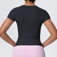 thumbnail image 6 of Lmnyox Women's Athletic Shirts Slim Stretchy Workout Tops Lightweight Breathable Short Sleeve V Neck Sport Tee Shirt, 6 of 9