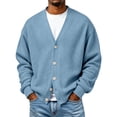 thumbnail image 2 of LYSMORA Men's Waffle Knit Cardigan V Neck Button Front Long Sleeve Knitted Sweater, 2 of 6