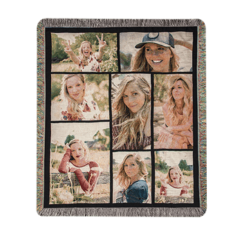 Customizable 60x80 Photo Collage Woven Throw