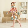 thumbnail image 4 of FORMRS Niños Bathrobe Unisex Hooded Robe Soft Plush Pajamas Sleepwear, Size 2-3T, Hand Drawn Floral, 4 of 7