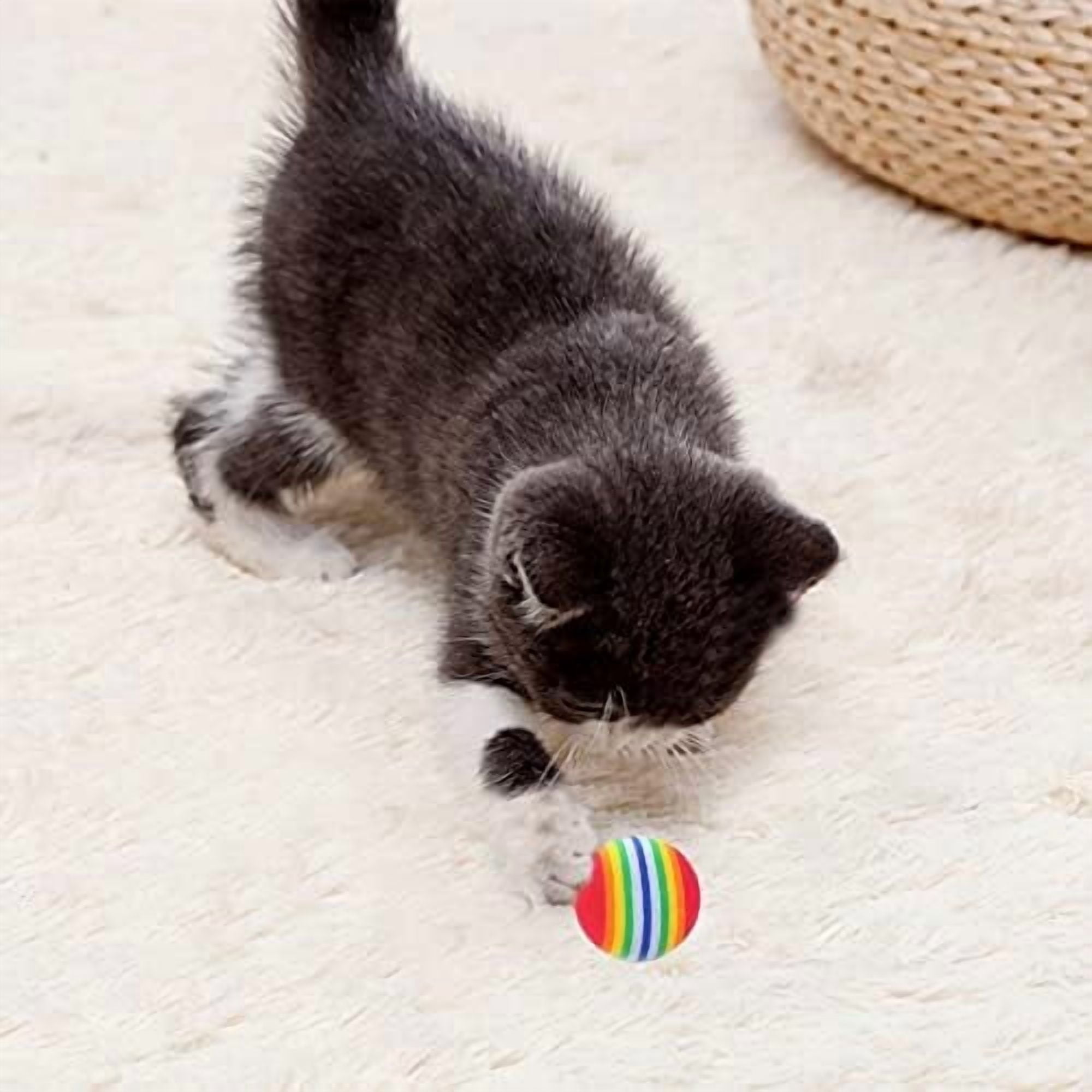 50pcs 1.38" Cat Toy Balls Interactive for Indoor Cats Red Rainbow Soft EVA Foam Kittens Favorite Toys 35mm Dia. Small Dogs Puppies Toy Balls Bulk Activity Chase Quiet Play Sponge Ball