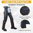 thumbnail image 3 of Dream Apparel Black Motorcycle Leather Chaps for Men Women Riding Black Split Leather Chaps Biker Chap Pants W/ Mesh Lining, 3 of 9