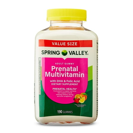 Spring Valley Prenatal Multivitamin Gummies with DHA and Folic Acid, 190 Count