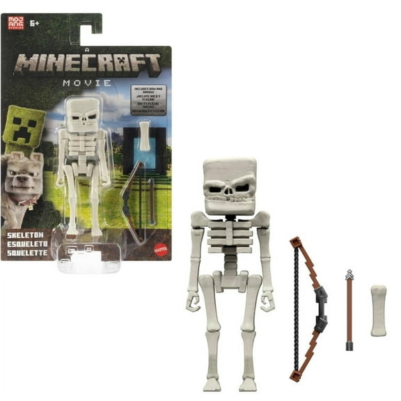 Minecraft Action Figure & Accessories Set, 4-inch Skeleton Posable Character Collectible Inspired by A Minecraft Movie
