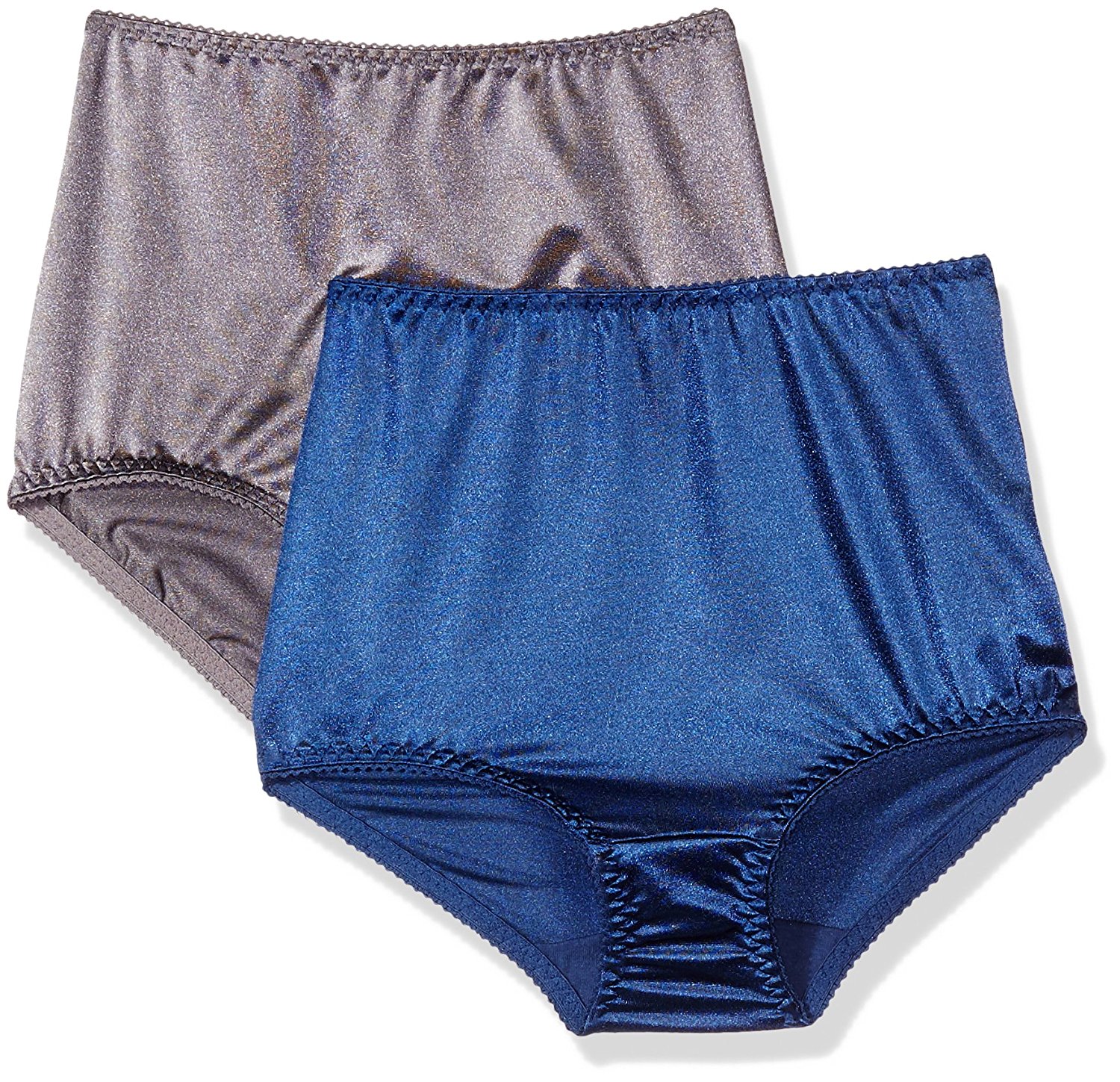 Vassarette Womens Undershapers 2 Pack Light Control Brief, 2XL, Navy