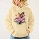 thumbnail image 1 of Sudadera con capucha y estampado de mariposas y flores populares de otoño e invierno para mujer, abrigo de moda, ropa de talla grande, 1 of 5