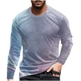 thumbnail image 2 of cllios Long Sleeve Shirts for Men Big and Tall Casual 3D Line Print T-Shirt Crewneck Tees Mens Regular-Fit Shirt Workout Pullover Tops Light Blue XXXL, 2 of 5