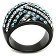 thumbnail image 3 of RareGem TK1663 - Two-Tone IP Black Stainless Steel Ring with Top Grade Crystal in Sea Blue, 3 of 4