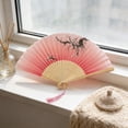 thumbnail image 2 of Folding Fan, Classical Style Fabric Hand Fan for Wedding Events, Stage Performance, Portable Lightweight Design with Frame for Outdoor Gatherings, Cultural Celebrations, 2 of 6