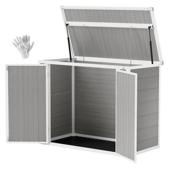 Outdoor Storage Shed - 4.7x2.5FT Lockable Trash Can Shed, Horizontal Garden Storage Cabinet, Weatherproof Polypropylene Shed for Tools, Gray