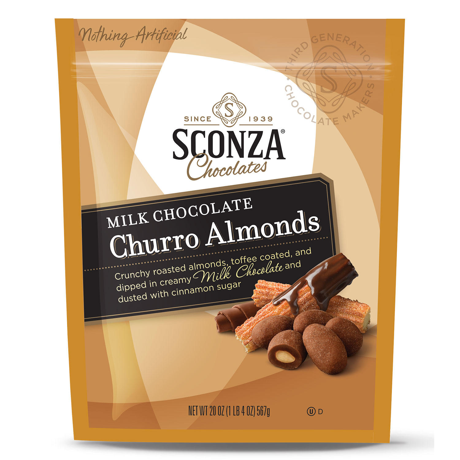 Sconza Milk Chocolate Churro Toffee Almonds (20 oz.)