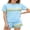 Blue, variant on Girls 2 Piece Outfits Set Girl Casual T Shirt and Kids Rainbow Shorts Summer Clothes for Girls 7-14Y