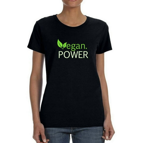 Vegan Power Graphic Women Black T-Shirt, Female Small