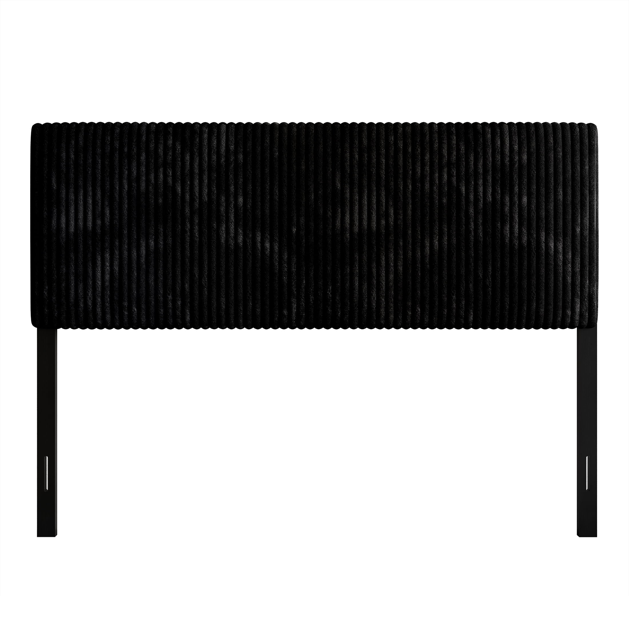 Castle Place Cozy Corduroy Velvet Upholstered Full Headboard, Black