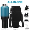 thumbnail image 2 of 40oz Insulated Water Bottle that fits in Cup Holder - Stainless Steel Coffee Tumbler Cup with Straw, Auto Spout Lid, Bottle Sleeve, 2 of 9