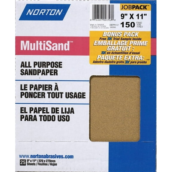 Norton MultiSand 11 in. L X 9 in. W 120 Grit Aluminum Oxide All Purpose Sandpaper 25 pk