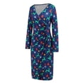thumbnail image 4 of Vestido con estampado navideño para mujer Vestido de fiesta de año nuevo elegante y ajustado Kuymtek Azul T L para Mujer, 4 of 9