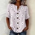 thumbnail image 2 of bovemsi Blouses for Women Dressy Casual V Neck 3/4 Sleeve All Over Print Button Down Loose Casual Shirts Cute Summer Tops, 2 of 6