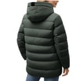 thumbnail image 6 of Women's Solid Color Hooded Zipper Parka Jacket Coat with Pockets Long Sleeve Casual Daily Wear Fashion Outerwear for Fall Winter Travel | CSEONE,Army Green L, 6 of 9