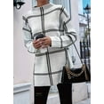 thumbnail image 5 of Checkered Knit Sweater for Women Fall Winter Casual Mock Neck Pullover Striped Sweaters Color Block Tops White S, 5 of 9