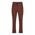 thumbnail image 4 of Wyobmus Mens Casual Pants Solid Color Drawstring Sleep Pants Lightweight Comfort Pajama Bottoms Brown, 4 of 6
