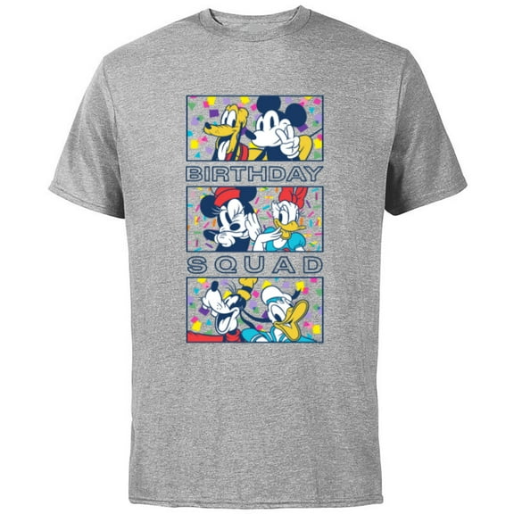 Disney Mickey Mouse and Friends Confetti Crew Birthday Squad - Short Sleeve Cotton T-Shirt for Adults - Customized-Athletic Heather