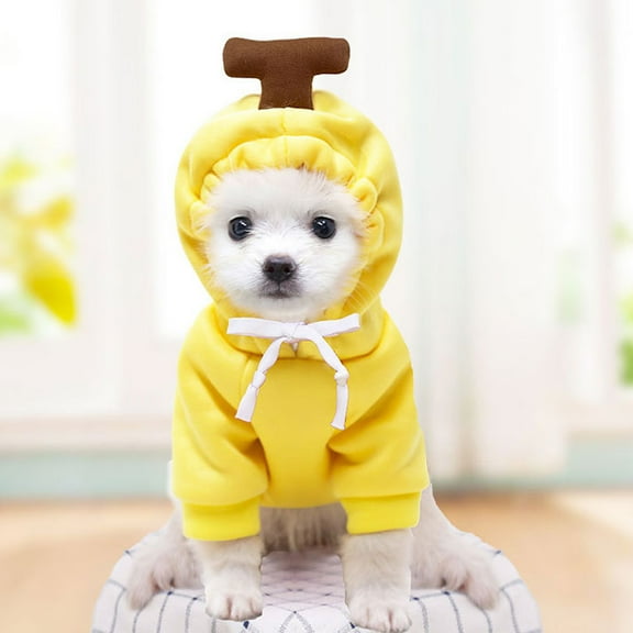 Warm Dog Winter Clothes Cute Fruit Dog Coat Hoodies Fleece Pet Dogs Costume Jacket for French Bulldog Chihuahua Ropa para Perro(M,Yellow)