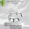 thumbnail image 2 of 6mm Wedding Band for Men or Women by Ginger Lyne Inscribed I Love You Stainless Steel CZ, 2 of 5