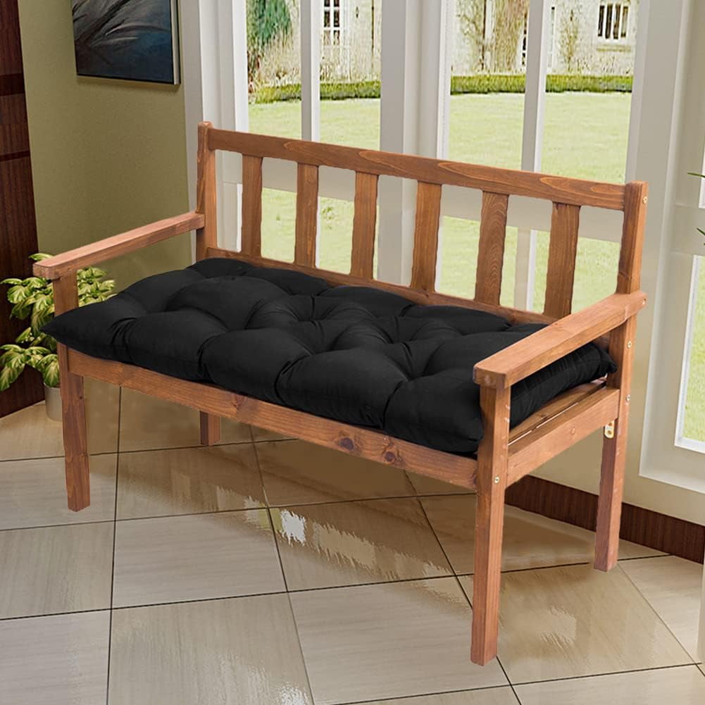 Nvzi Outdoor garden bench cushion, bench cushion, recliner seat cushion suitable for double sofa cushion 39.37 * 19.68 * 3.14 inches, black, 1 piece
