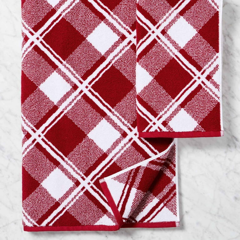 Better Homes Gardens Holiday 2PK Bath Towel Set Red Christmas Plaid Walmart