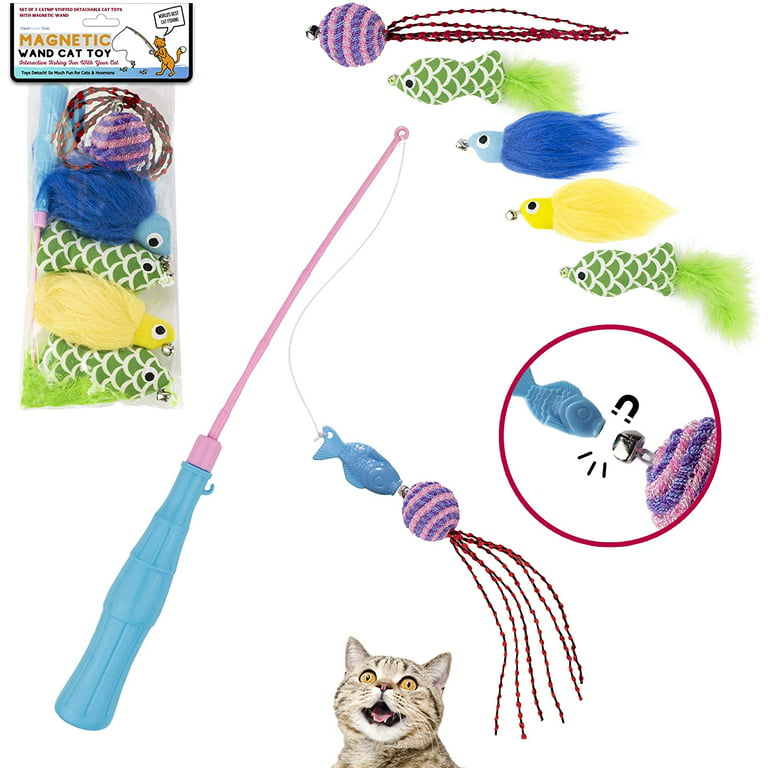 [OUTLET] Pawaii Cat Toys, Cat Wand Toys with Magic Light 2-in-1 for Indoor  Cats, 47.2-inch All-Around Fishing Distance, Cat Fishing Pole Toy with Cat