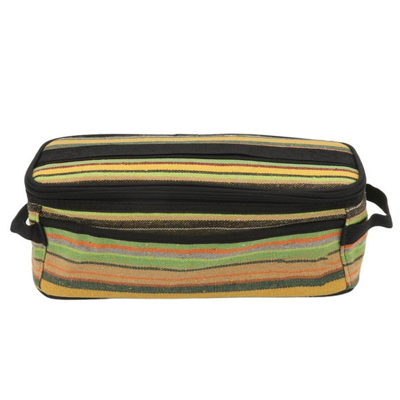 Soporte para utensilios de cocina para acampar, bolsa de almacenamiento de vajilla con diseño de rayas verdes multiusos de lona de estilo étnico para viajes al aire libre YUNYI BRAND Deportes