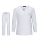 thumbnail image 2 of Conjuntos de uniformes médicos, top y pantalones suaves y cómodos, uniforme de enfermera, ropa de trabajo para spa Blanco, 2 of 9