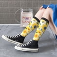 thumbnail image 6 of Picia Women Crew Soft Moisture-wicking Socks Blue Floral Sunflower Pattern Design Cotton Socks, One Size fit All, 6 of 9