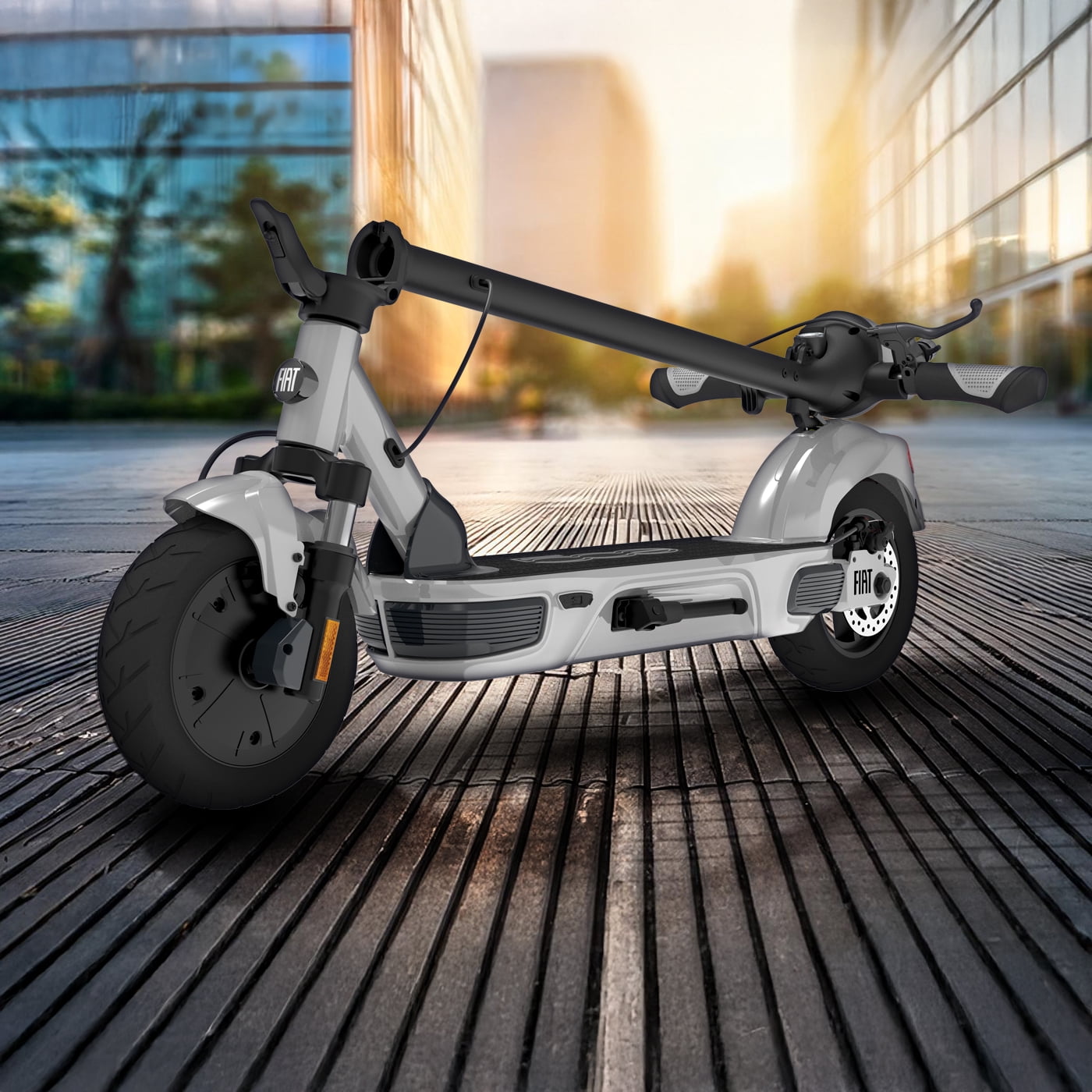 Fiat 500W Electric Scooter, Foldable Scooter for Adults with 10” Tubeless Tires, Chalk